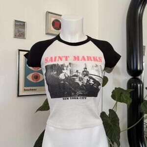 Brandy Melville John Galt Saint Marks Baseball Baby Tee
